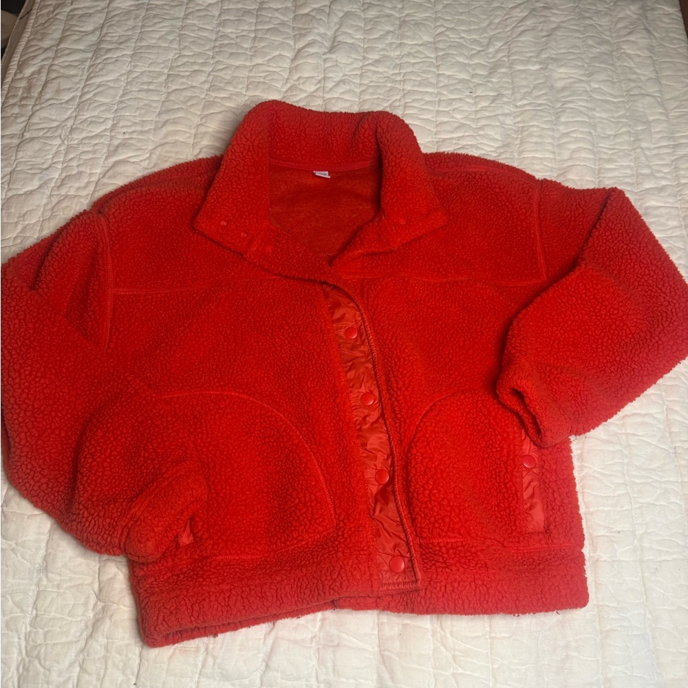 Old Navy Women's Vibrant Red Teddy Jacket